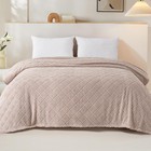 Soft Fleece Queen Size Blanket Bed Camel Jacquard Waffle 90x90 Inch Cozy