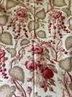 Antique French Botanical Floral Roses   Foliage Cotton Fabric  2   Pink Red Sage