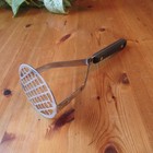 Vintage Ekco Flint Potato Vegetable Masher Stainless Steel Black Handle 9-1 2 