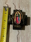 Handcrafted  Mexican Vintage Folk Art Milagros Virgin Of Guadalupe Cross    