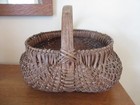 Large Antique Primitive Hardwood Buttocks Gathering Basket - 17  L X 14  W X 13 