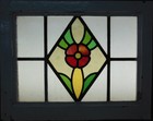 Floral Old English Leaded Stained Glass Window 21 25  X 17 