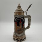 Vintage  German Lidded  Musical Beer Stein W  Metal Lid Thumb Lift Der R  mer