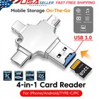 4 In 1 Ios Micro Usb Type-c Micro Tf Card Reader Otg For Android Iphone Pc New    