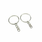 Wholesale Lot Polished Silver Keyring Keychain Split Ring W chain Key Rings 25mm