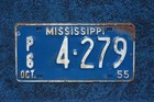 1955 Mississippi Truck License Plate