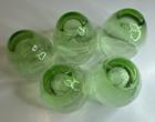 Lot Of 5 - Vintage Green Shot Glass   2 Oz   Clear Green   Scalloped   Bar Ware