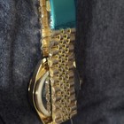 J  G  Quartz Wristwatch Blue Dial Gold Tone Bracelet Diamond Bezel Markers