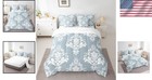 Vintage Gothic Twin Comforter Set - Reversible 7-piece Blue Damask Bedding