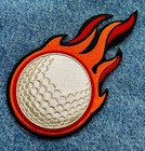 Flaming Golf Ball Patch - New Iron-on Applique Sports Embroidered Links Club New