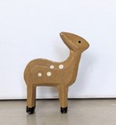Vintage Erzgebirge Hand Carved Miniature Deer Fawn Wood Figurine W  Spots 2 