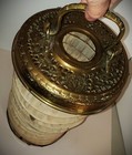 Rare Antique Art Nouveau Brass Chinoiserie Lantern Hand-wrought Collapsible Bird