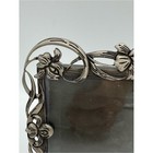 Vintage Filigree Metal Picture Frame 3x5 Orchid Flower Silver Pewter Art Nouveau
