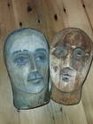 2 1800s  Antique Wood Milliner Head hat Mannequins  Fantastic Display Pieces