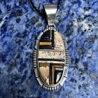 Vtg Native American Sterling Cobblestone Inlay Pendant Signed Tf 21 5g  Navajo 