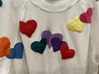 Super Cute Vintage Women   s 3 4 Sleeve T-shirt With Puffy Hearts Small