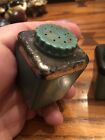 Vintage Plastic Retro Mid-century Salt And Pepper Shakers Green And Black