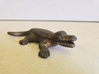 Antique 8 25  Victorian Cast Iron Alligator Tabletop Desk Top Match Safe Vesta