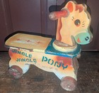 Vintage Antique Child   s Ride On Wooden Horse Toy With Wheels Rustic Primitive