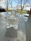 Vtg Czechoslovakia Crystal Art Glass Perfume Bottle Clear   Satin Etched Roses