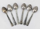 6 Vintage Signed Vietnam Dai Bac Ha 900 Silver Demitasse Spoons Heavy Patina