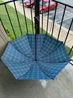 Aramis Tartan Plaid Umbrella Scottie Dog Head Handle Scottish Terrier Blue Green