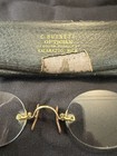 Vintage Rimless Oval Eyeglasses 1-10 10k Gold Metal Frame With Case