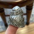 Santa Claus Head Face Pewter Sewing Thimble Contemporary Original