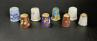 Lot Of 8 Vintage Brass   Enamel Cloisonne   Ceramic Thimbles Various Designs