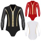 Us Men s Dance Costume Mesh Glitter Bodysuit Leotard Ballroom Salsa Samba Latin