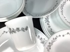 12 Corelle Ribbon Bouquet Mixed Dinner Plates  Bread Bowls Mug Gray White Floral