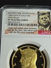 1964-2014-w Gold Kennedy 50th Anniversary 50c Pf 70 Ultra Cameo High Relief