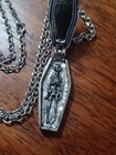 Coffin Pendant And Chain Skull Day Of The Dead Goth Punk Necklace Metal 
