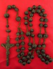 Antique Wood Rosary Very Large Black Beads Religious Catholic Jesus Crucifix 3 