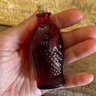 Ruby Red Fish Glass Bottle Fischs Bitters Miniature Bottle Vintage Wheaton 3 