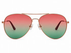 Red-green Gradient Lens Aviator Style Men Women Gold Metal Frame Sunglasses Uvb