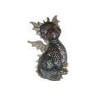 Handmade Gothic Dragon Resin Figurine  Black Silver Fantasy Statue  Mythical 