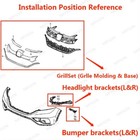 6pc For Honda Crv Cr-v 2015 2016 Bumper Headlight Brackets   Front Chrome Grille