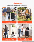 2-in-1 Foldable Shopping Cart W  Wheels   Detachable Bag Utility Grocery Trolley