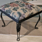 Vintage Tapestry Foot Stool ottoman 12 x12 x8   Iron Leaf  Heavy
