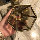 Lamp Shades Brass Beveled Smoke Glass Light Ceiling Fan Hexagon Vintage Set Of 4