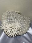 1950   s Ivorystructured Floral Lace And Rhinestone Hat Size 22 Ladies Med - Large