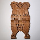 Vintage Hand Carved Folding Wooden Book Stand Floral Elephant Design