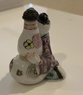 Vintage Chinese Porcelain Snuff Bottle Familie Rose Enamels Boy With Vase
