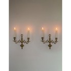 Set Of 2 Vintage Ornate Brass Candlesticks Wall Sconce Taper Candle Holders Pair