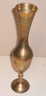 Vintage Brass Vase With Engravings From India  Solid Brass 11  Tall