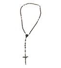 Vtg Antique Sterling Crucifix Rosary Catholic Amber Glass Irregular Cut Beads