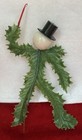 Vintage Htf Christmas Holly Leaf Snowman Floral Pick  Broken Hat