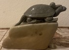Vintage Asian Hand Carved Jade Turtle Dragon Sculpture 5   x 1 75   