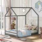 Twin full Size House Bed Wood Bed Frames Platform Bed Floor Bed White gray brown